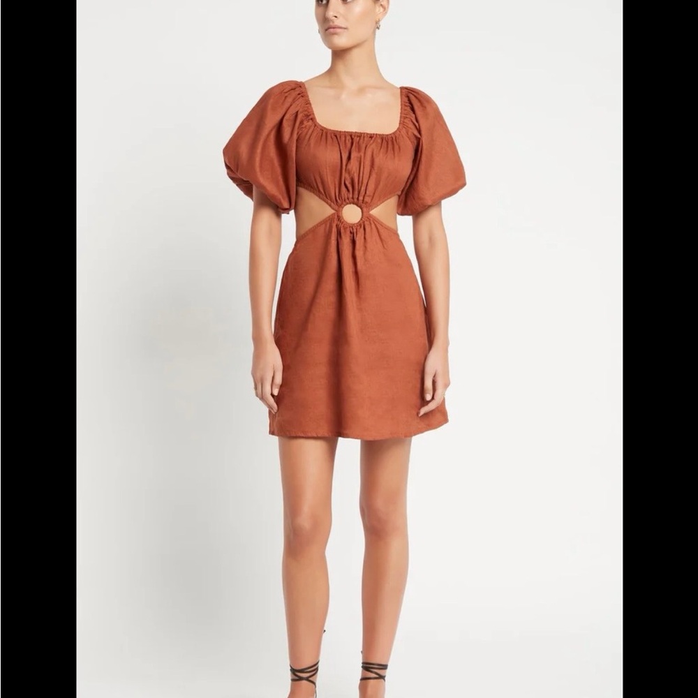 Faithfull the Brand Rust Mini Dress with Ring Cutout